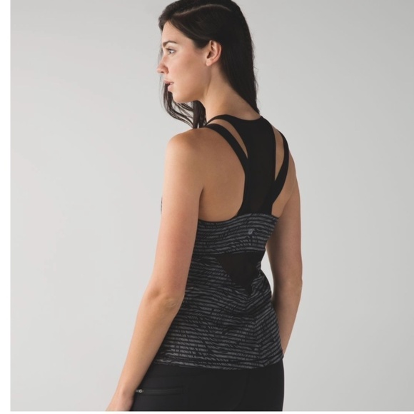 Lululemon Running  In The City Tank Stripe Play Slate Black - 4 - Picture 4 of 11